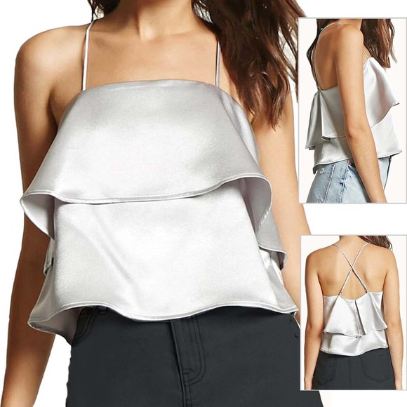 Forever 21 Tops - Forever 21 Silver Satin Cami Womens Size M Contemporary Camisole Top